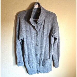 Royal Robbins Women’s Gray Merino Wool Knit Mock Neck Button Cardigan L